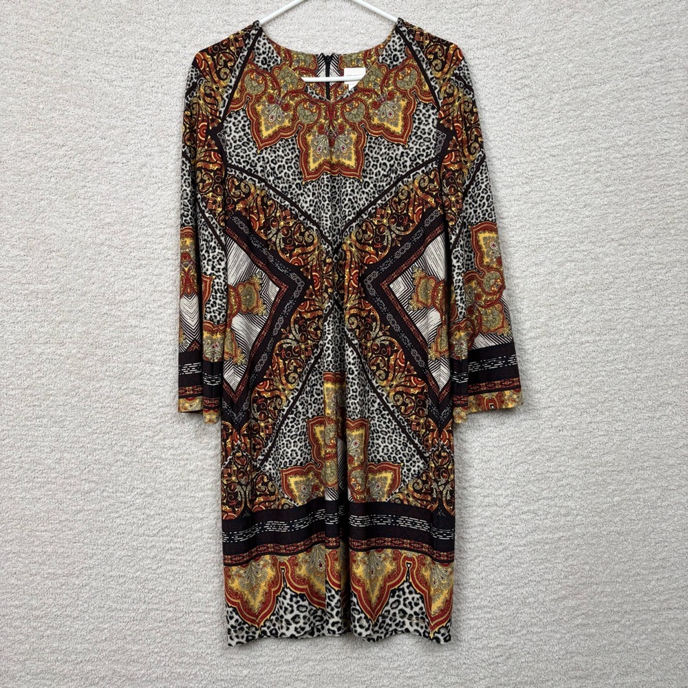 Chico's Dress Womens 1‎ US M/8 Paisley Animal Print Medallion Liquid Knit Midi
